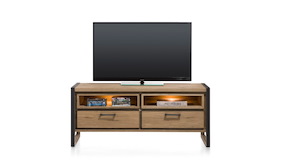 Metalo, Lowboard 2-laden + 2-nischen - 140 Cm (+ Led)