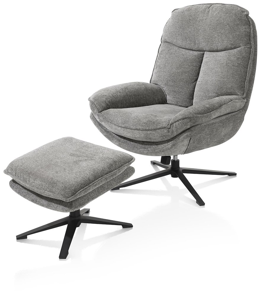 Florence, Relaxfauteuil (Incl. Poef) - Stof Enzo - Grijs