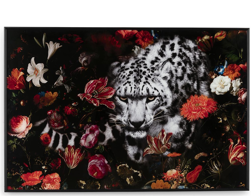 Floral Cheetah Schilderij 120X80cm