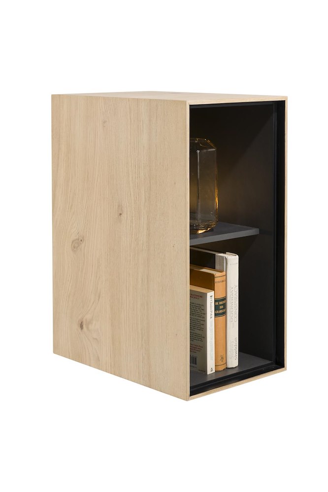 Elements, Box 60 X 30 Cm. - Hout - Hang + 2-Niches + Led - Natural