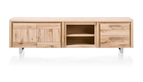 More, Lowboard 2-deuren + 2-laden + 2-niches 220 Cm - Rvs