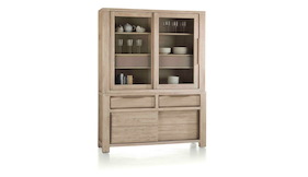 Buckley, Vaisselier 2-portes En Verre + 2-portes Coulissante + 2-tiroirs