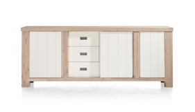 Istrana, Buffet 2-portes + 1-porte Coulissante + 3-tiroirs - 230 Cm