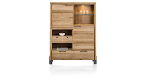 Modrava, Armoire 2-portes +2-tiroirs +1-corbeille +4-niches (+led) - 120 Cm