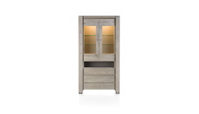 Avola, Vitrine 2-portes En Verre + 3-tiroirs + 1-niche (+ Led)