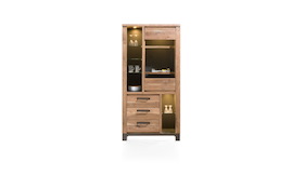 Falster, Vitrine 1-porte En Verre + 3-tiroirs + 6-niches 95 Cm (+ Led)