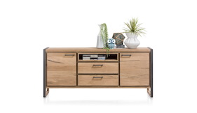 Metalo, Buffet 2-portes + 2-tiroirs + 1-niche - 180 Cm (+ Led)