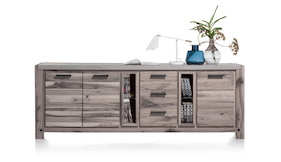 Maitre, Buffet 3-portes + 3-tiroirs + 2-niches - 240 Cm  (+ Led-spot)