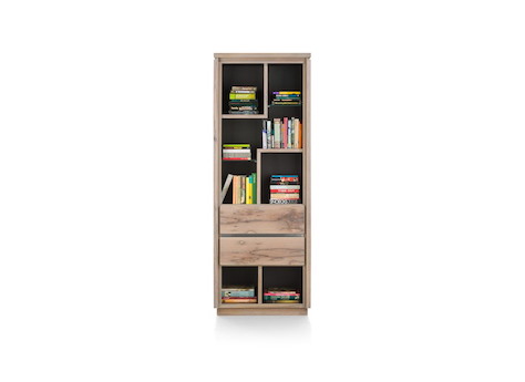 Ermont, bibliotheque 2-tiroirs + 7-niches - 70 cm