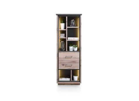 Eivissa, bibliotheque 2-tiroirs + 8-niches - 70 cm (+ LED)